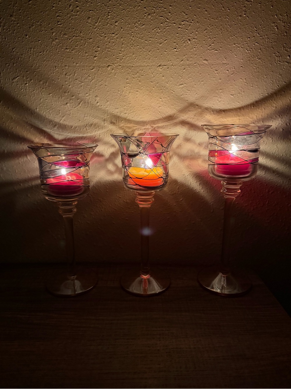 PartyLite CALYPSO MOSAIC Trio P9261 Stemmed Votive Tealight Wine Holders Lot 3